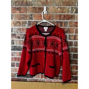 Crystal-Kobe Petite Red Holiday Sweater Women’s Size: PL